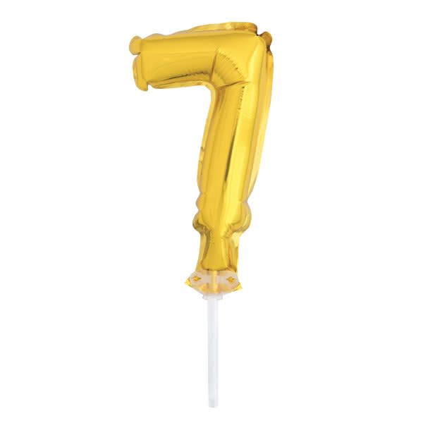 5’’ GOLD FOIL BALLOON, #7, CAKE TOPPER reg $1.69