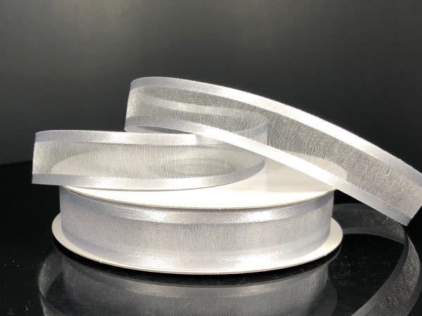 SHEER CHIFFON RIBBON SATIN EDGE 5/8"" x 25 YD SILVER