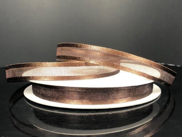 SHEER CHIFFON RIBBON SATIN EDGE 3/8"" x 25 YDCHOCOLATE