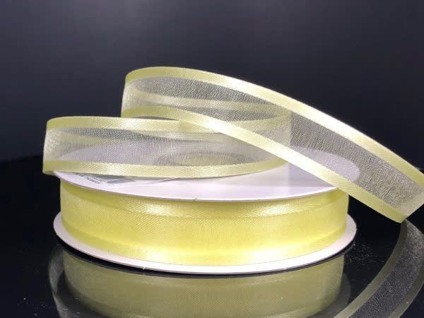 SHEER CHIFFON RIBBON SATIN EDGE 5/8"" x 25 YD YELLOW