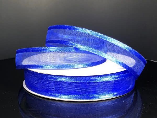 SHEER CHIFFON RIBBON SATIN EDGE 5/8"" x 25 YD ROYAL BLUE