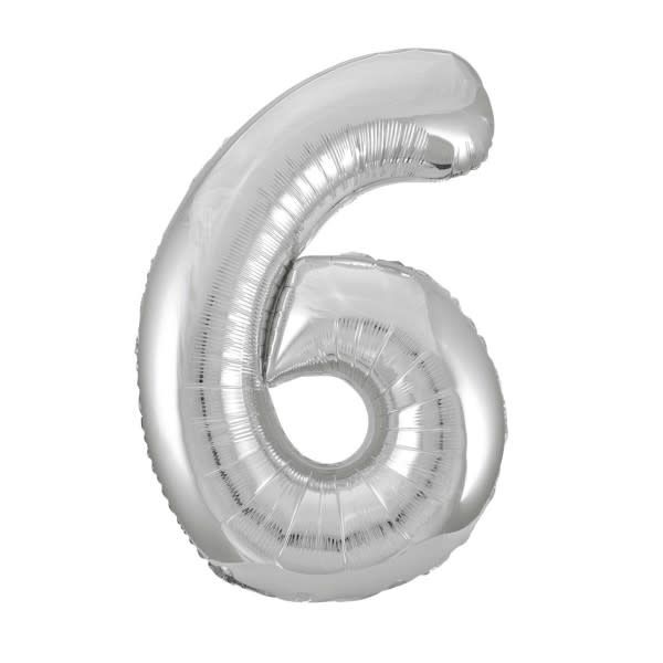 34" SILVER FOIL BALLOON NUMBER-6