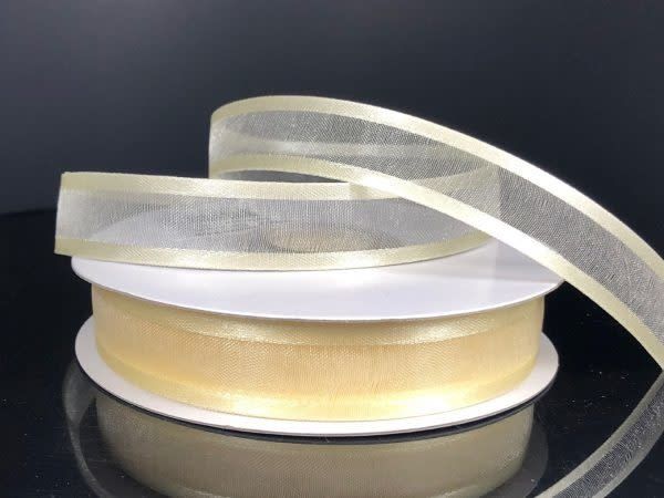 SHEER CHIFFON RIBBON SATIN EDGE 5/8"" x 25 YD IVORY