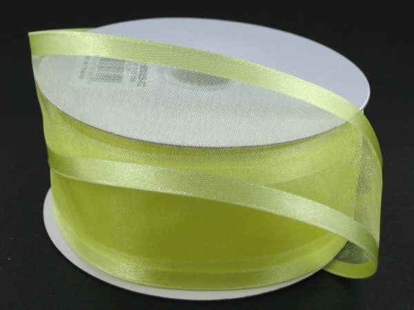 SHEER CHIFFON RIBBON SATIN EDGE 1.5"" x 25 YD YELLOW