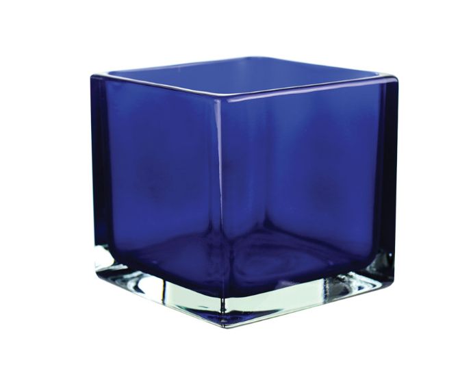 4” x 4” x 4” COBALT BLUE GLASS CUBE