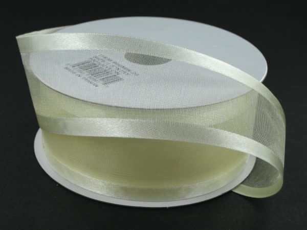 SHEER CHIFFON RIBBON SATIN EDGE 1.5"" x 25 YD EGGSHELL