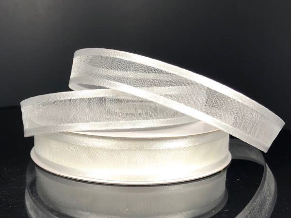 SHEER CHIFFON RIBBON SATIN EDGE 5/8"" x 25 YD WHITE
