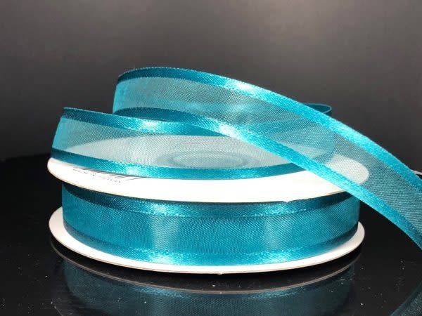 SHEER CHIFFON RIBBON SATIN EDGE 5/8"" x 25 YD TEAL