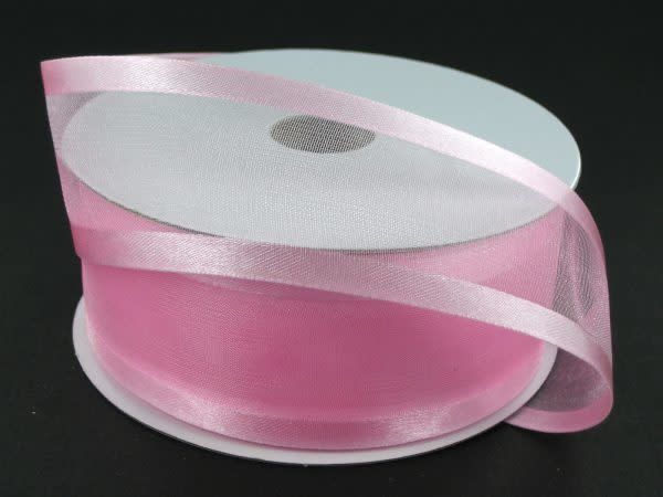 SHEER CHIFFON RIBBON SATIN EDGE 1.5"" x 25 YD LIGHT PINK