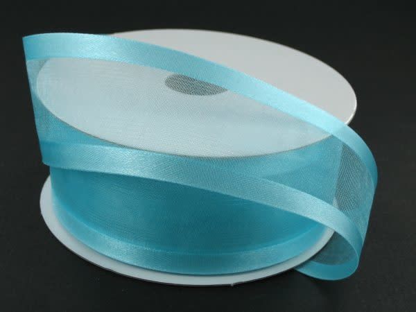 SHEER CHIFFON RIBBON SATIN EDGE 1.5"" x 25 YD AQUA