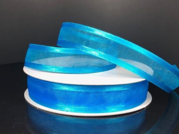 SHEER CHIFFON RIBBON SATIN EDGE 5/8"" x 25 YD TURQUOISE