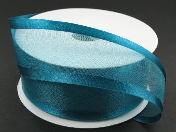 SHEER CHIFFON RIBBON SATIN EDGE 1.5"" x 25 YD TEAL