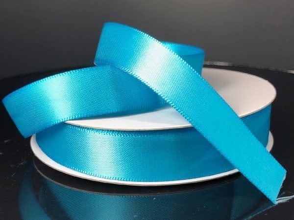 SILKY DOUBLE FACE SATIN NON WIRED EDGE 5/8"" x 25 YD TURQUOISE