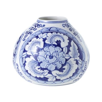 6.25"x 4.75”H BLUE CERAMIC ELEANOR VASE(AD)
