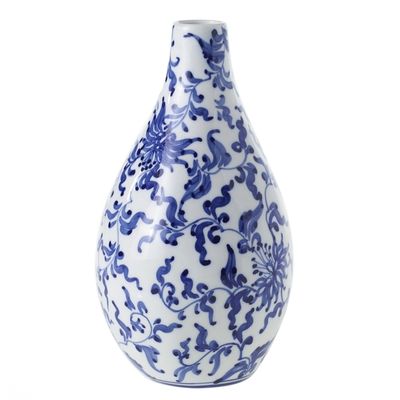3.75"x 7” BLUE CERAMIC ELEANOR VASE (AD)