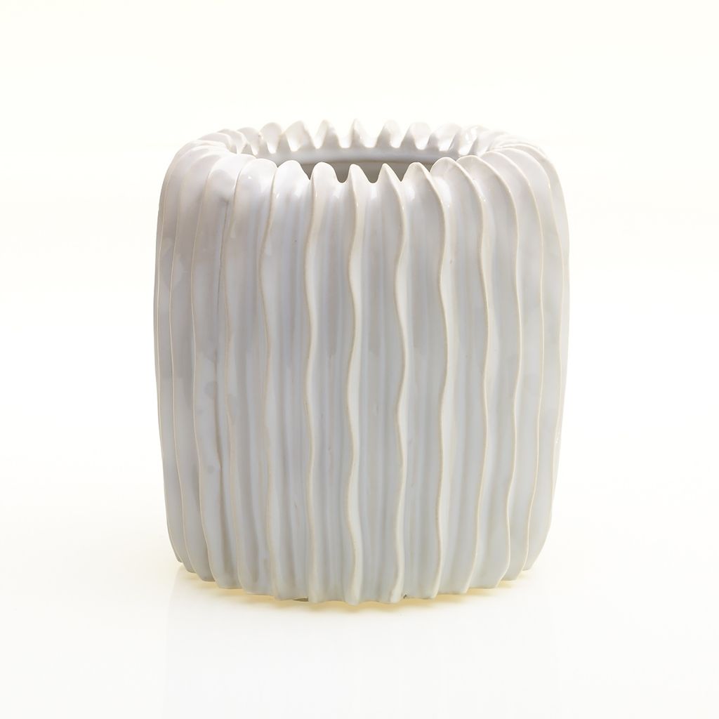 5" X 5" WHITE CERAMIC HAVEN  VASE