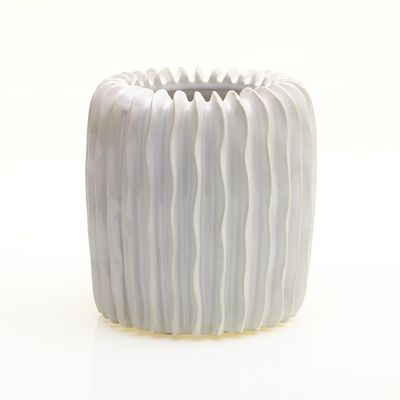 5" X 5" WHITE CERAMIC HAVEN  VASE