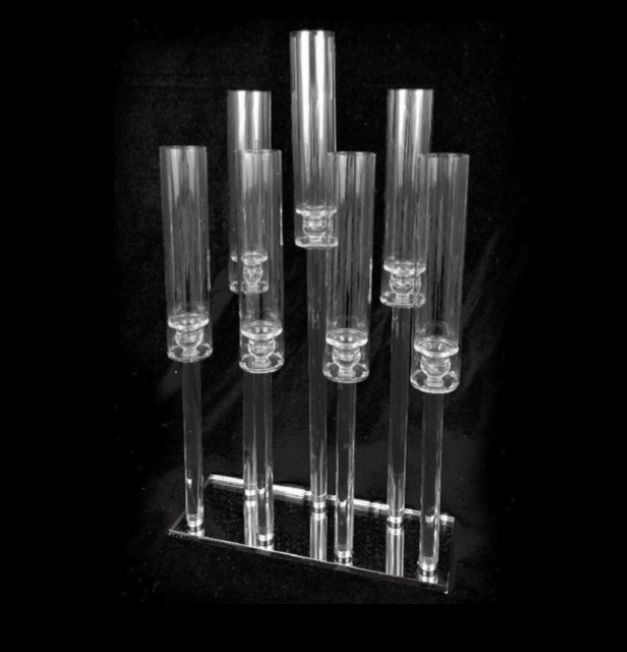 29” X 12”W X 5.5”L 7 HEAD CRYSTAL CLUSTER CANDELABRA