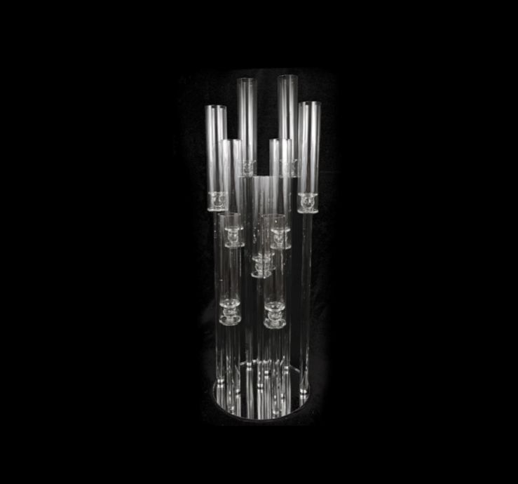 40”H X 12”D 9 HEAD CRYSTAL CLUSTER CANDELABRA