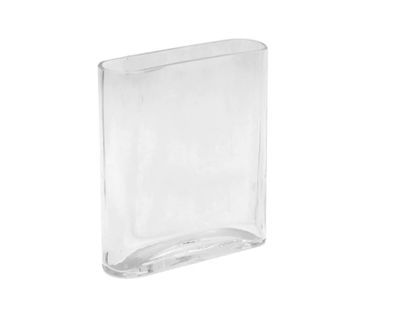 8"H X 7"L X 2" CLEAR NARROW POCKET VASE WITH OVAL CORNERS