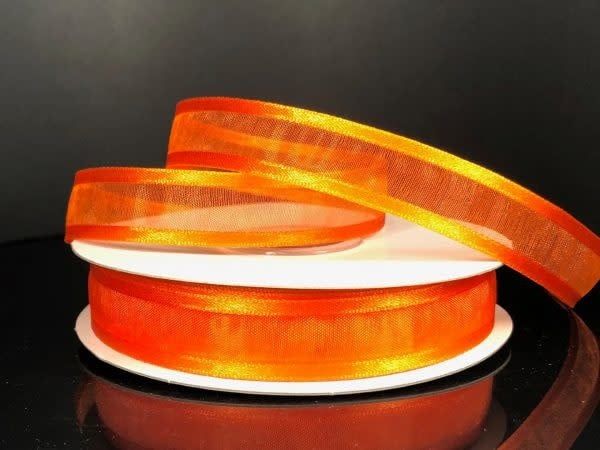 SHEER CHIFFON RIBBON SATIN EDGE 5/8"" x 25 YD ORANGE