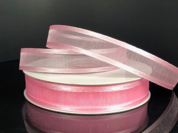 SHEER CHIFFON RIBBON SATIN EDGE 5/8"" x 25 YD LIGHT PINK
