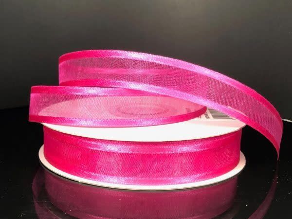 SHEER CHIFFON RIBBON SATIN EDGE 5/8"" x 25 YD FUCHSIA