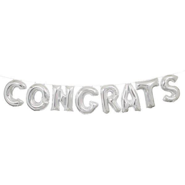 14’’ SILVER CONGRAT LETTER BALLOON BANNER re $5.99