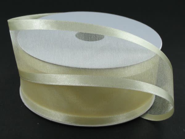 SHEER CHIFFON RIBBON SATIN EDGE 1.5"" x 25 YD IVORY
