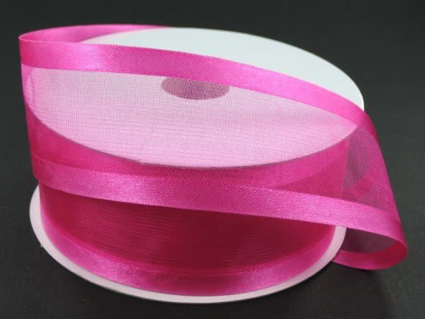 SHEER CHIFFON RIBBON SATIN EDGE 1.5"" x 25 YD FUCHSIA