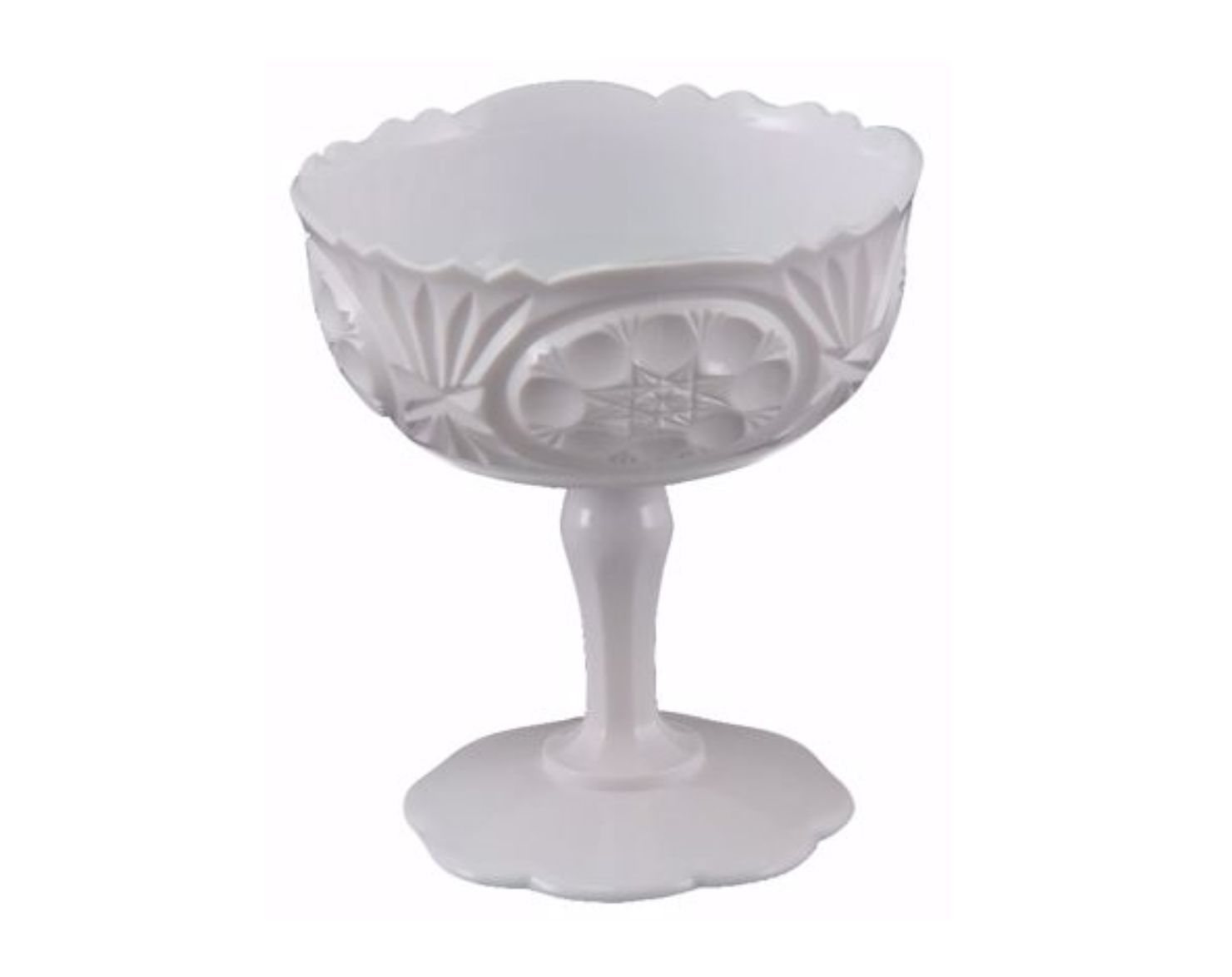 7" x 6.25" Crystal Pedestal Vase WHITE