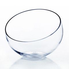 6"h x 7"d SLANT CUT GLASS POD VASE