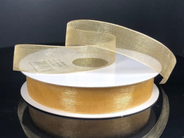 CHIFFON RIBBON 5/8"" x 25 YD.  LIGHT GOLD
