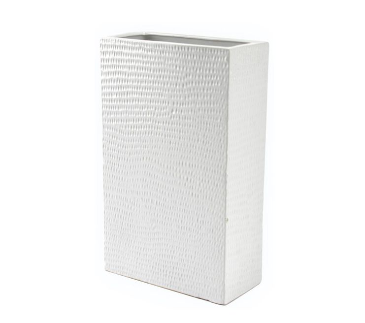 14"H X 8.5" x 4" WHITE CERAMIC TALL RECTANGLE TEXTURED PLANTERS