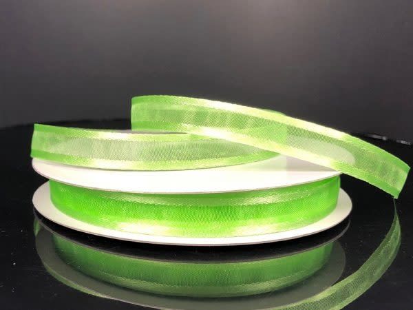 LIME GREEN SHEER CHIFFON RIBBON SATIN EDGE 3/8" x 25 YD