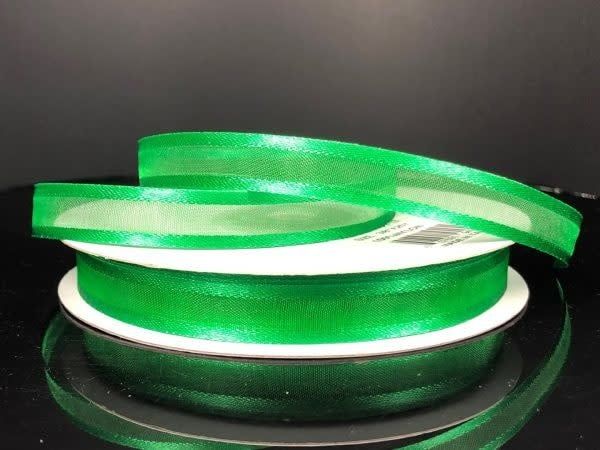 SHEER CHIFFON RIBBON SATIN EDGE 3/8"" x 25 YDEMERALD
