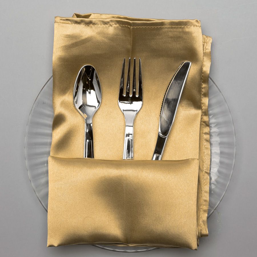 GOLD SATIN NAPKIN, 6 PCS