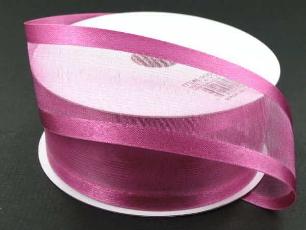 SHEER CHIFFON RIBBON SATIN EDGE 1.5"" x 25 YD DARK MAUVE