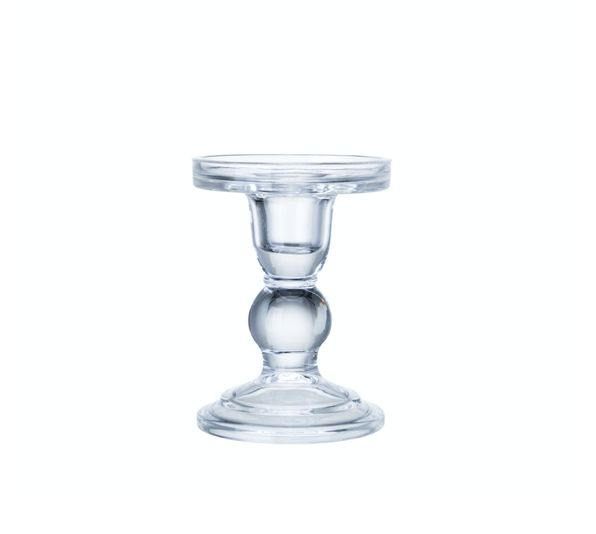 4.5"h x 3.5" GLASS PILLAR AND TAPER CANDLEHOLDER