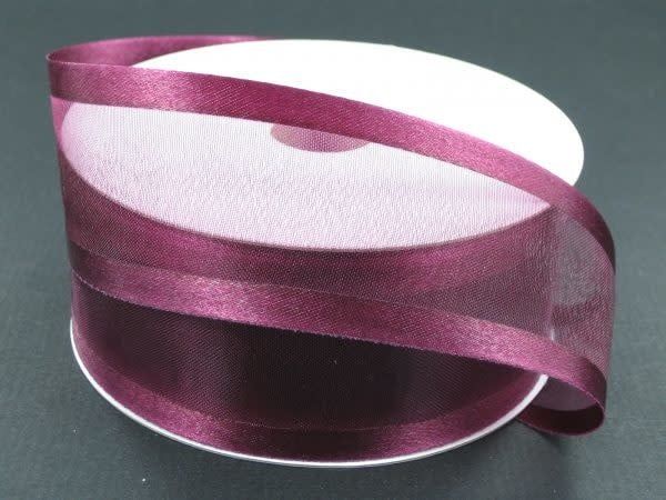 SHEER CHIFFON RIBBON SATIN EDGE 1.5"" x 25 YD BURGUNDY