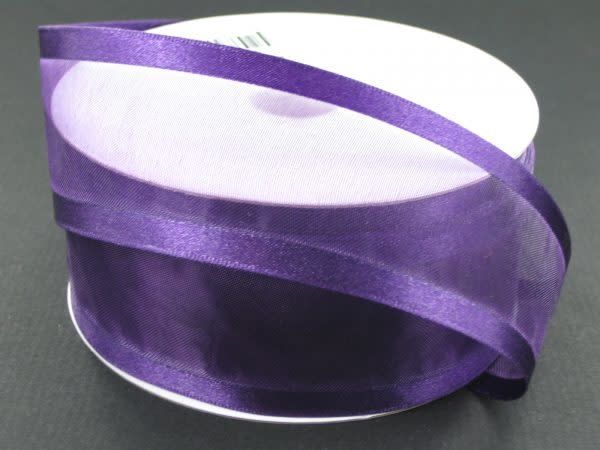 SHEER CHIFFON RIBBON SATIN EDGE 1.5"" x 25 YD EGGPLANT