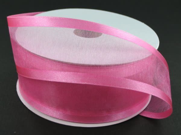 SHEER CHIFFON RIBBON SATIN EDGE 1.5"" x 25 YD HOT PINK