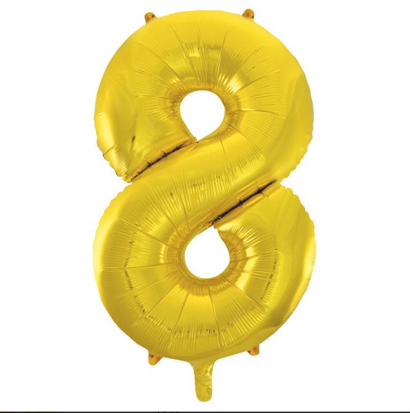 #8 40” GOLD FOIL BALLOONS MYLAR, reg $3.99