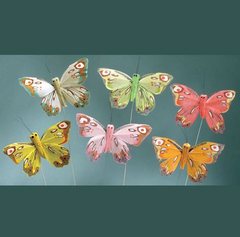 3in. FEATHER BUTTERFLIES, 12pk