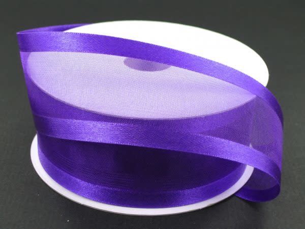SHEER CHIFFON RIBBON SATIN EDGE 1.5"" x 25 YD PURPLE