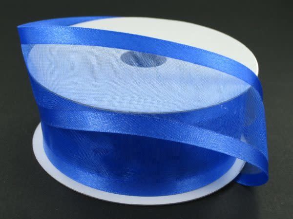 SHEER CHIFFON RIBBON SATIN EDGE 1.5"" x 25 YD ROYAL BLUE