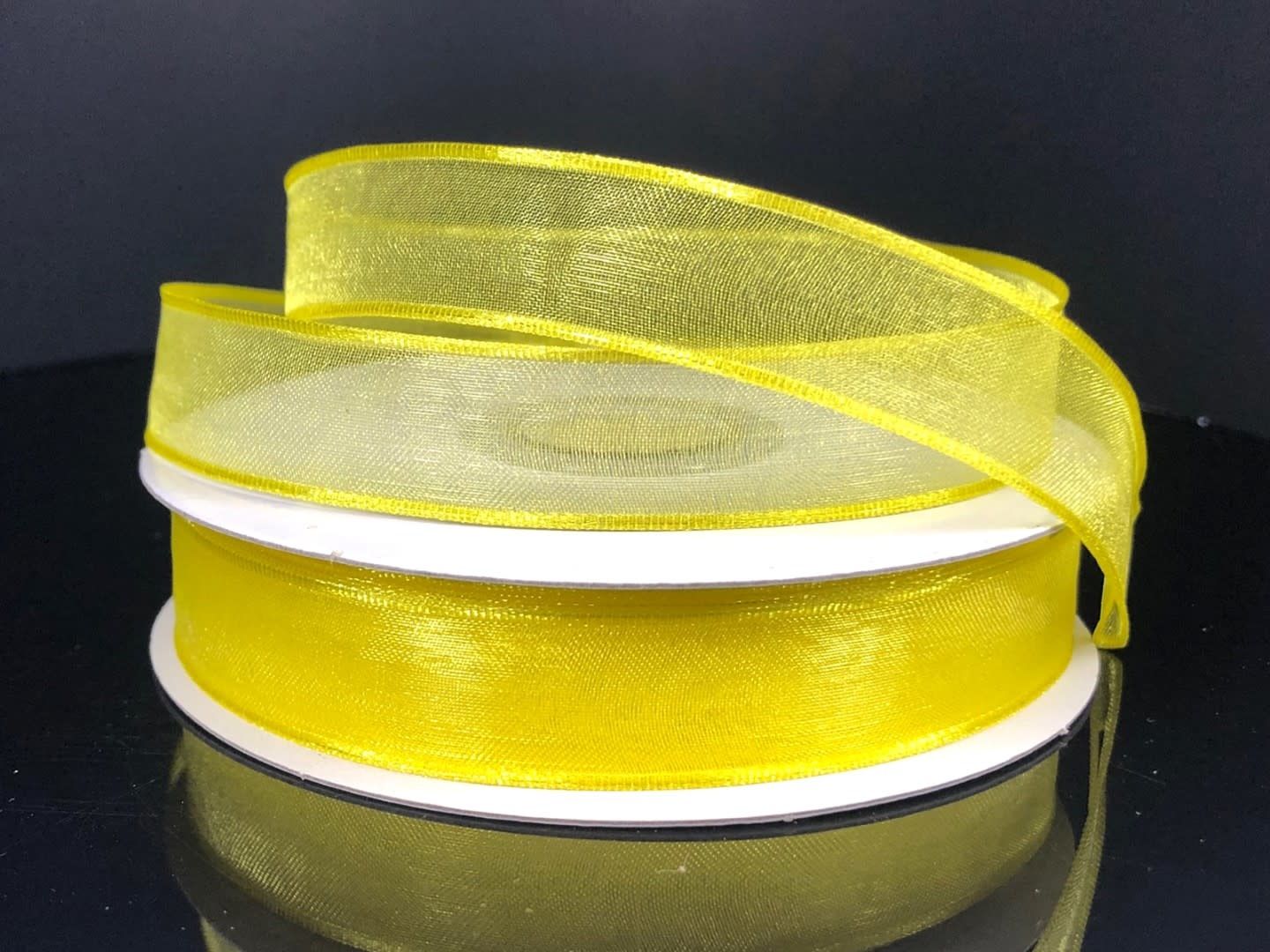 CHIFFON RIBBON SHEER QUALITY WOVEN WIRE EDGE 5/8"" x 25 YD DAFFODIL