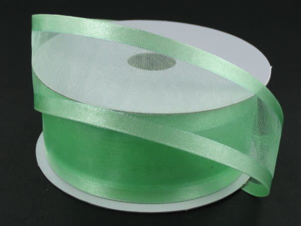 SHEER CHIFFON RIBBON SATIN EDGE 1.5"" x 25 YD MINT GREEN
