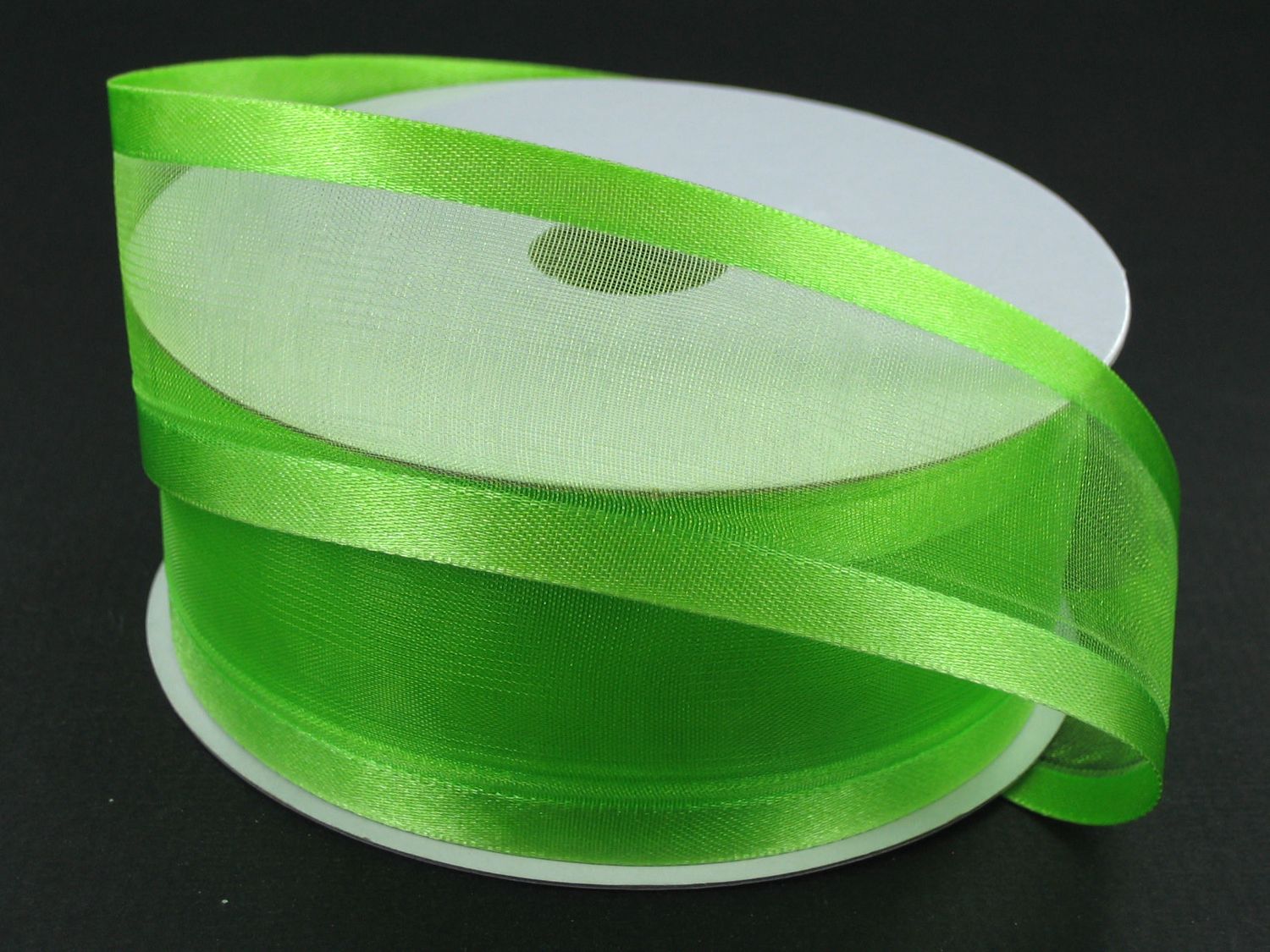 SHEER CHIFFON RIBBON SATIN EDGE 1.5"" x 25 YD LIME GREEN