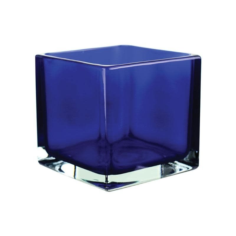 5" x 5" x 5" Square Vase - Cobalt